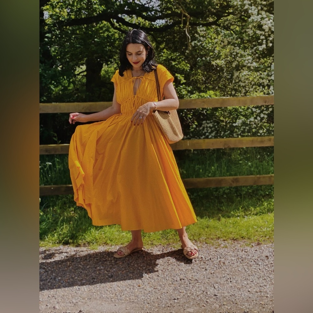 Tove Ceres Cotton Midi Dress Golden Yellow New with Tags! - Picture 5 of 15